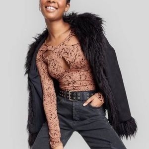 Leopard print cross top bodysuit